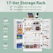 103 cm White 2-Door Pantry Cabinet with 6 Adjustable Shelves