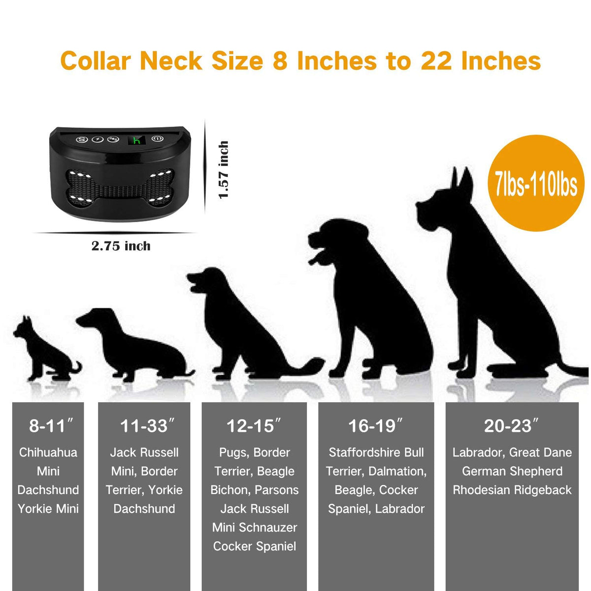 Rechargeable Anti-Bark Collar with Beep & Vibration – 7 Sensitivity Levels