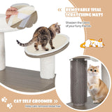 2 in 1 Cat Tree with Litter Box Enclosure, Modern Cat Tower with Cat Condo, Top Perch, Scratching Board, Multiple Platforms, Dangling Balls, Cat Litter Box Furniture for Indoor Cars