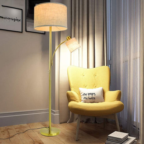 Floor Lamps, Modern Tall Pole Light, Adjustable Reading Light, Vintage Standing Lamp, Indoor Floor Lamp, Rustic Bedside Lamp for Bedroom, Study Room, Living Room, Office (Gold)