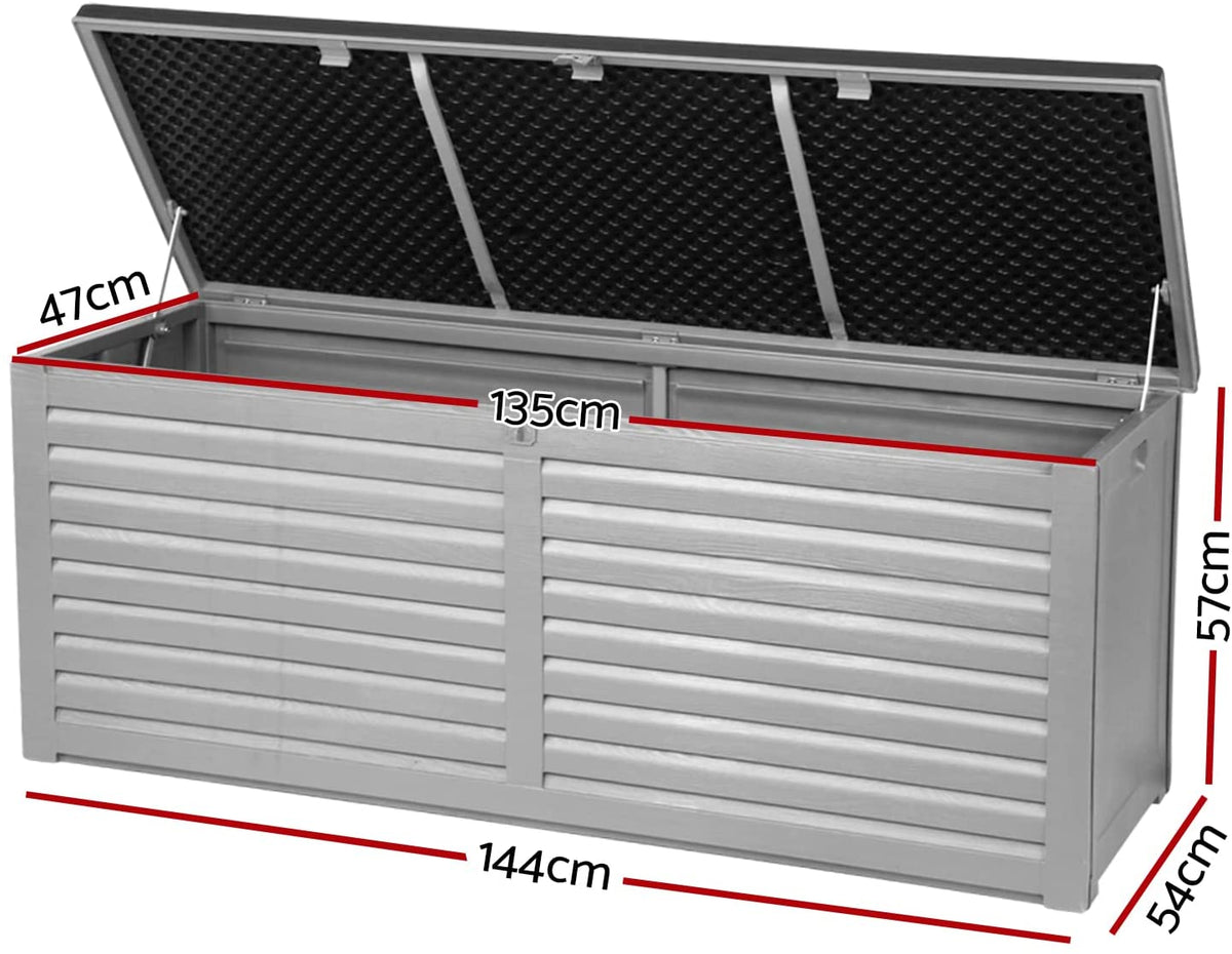 Gardeon Outdoor Storage Box Bench Seat Lockable Garden Deck Toy Tool Sheds 390L