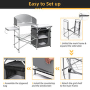 Costway Folding Camp Kitchen with Windscreen & Zippered Storage