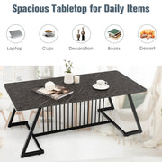 Black Faux-Marble Coffee Table with Steel Legs