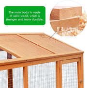 Fir-Wood & Wire Small-Animal Hutch with Covered Run – 150 × 90 × 70 cm