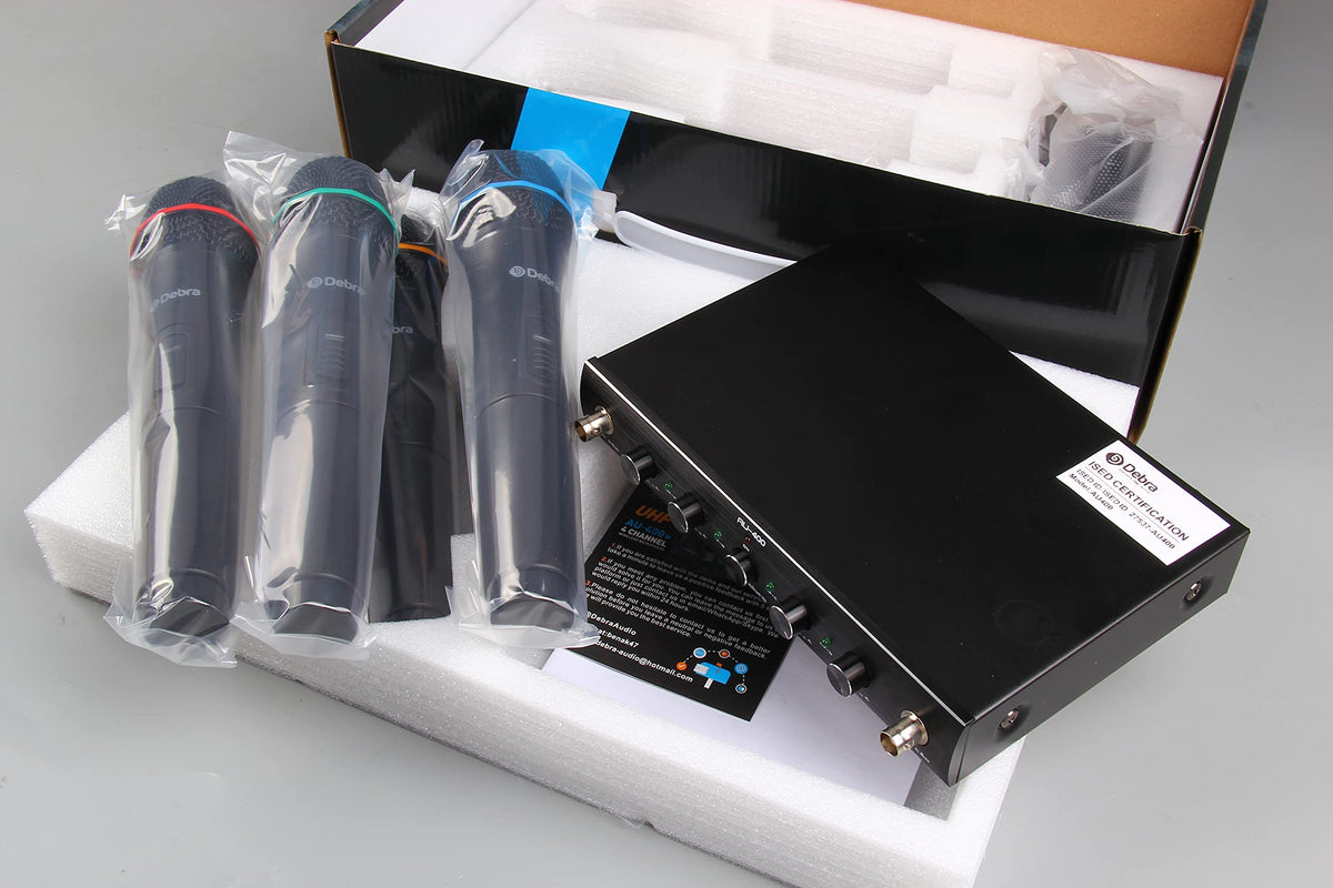 Debra Audio AU400 4-Channel UHF Microphone System – 4 Handheld Mics