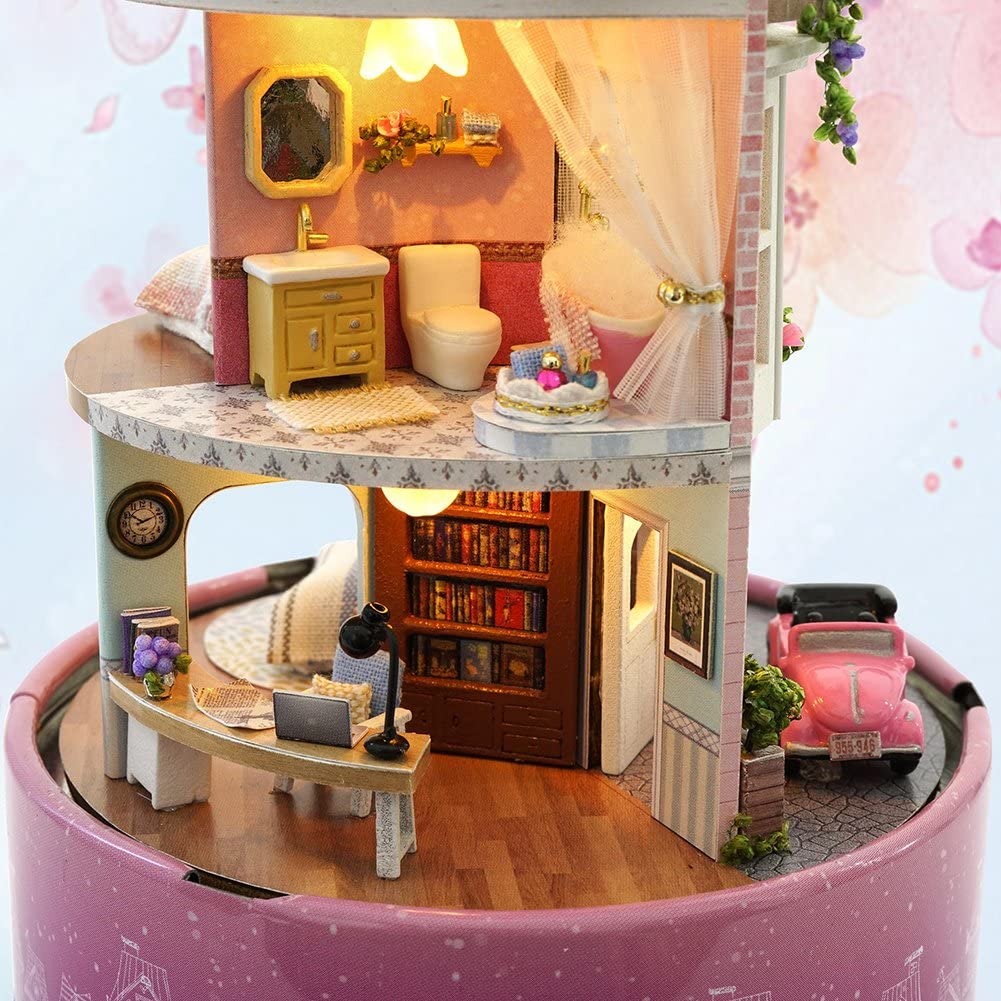 DIY Dollhouse Miniature with Furniture Kit-Pink