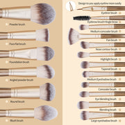 MAANGE 18-Piece Synthetic Makeup Brush Set – Champagne Gold