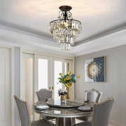 Modern Crystal Chandeliers D40cm H50cm 3 Colors Hanging Pendant Staircase Lighting 4 Bulbs Included Flush Mount Ceiling Chandelier Fixture for Dining Room Living Room Bedroom Entryway Stairwell