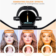 Ring Light Kit: 17.5” Outer Led Ring Light with Wireless Control, Professional Bi-Color 3000K-6000K Circle Lights, Up to 5000Lux, Compatible with DSLR Cameras, Cell Phones and Webcams.