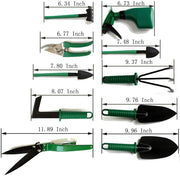 Garden Tools Set,10 Piece Gardening Gifts Stainless Stee Garden Tool Set with Storage case with Garden Trowel Pruners ，Rake, Shovel, Trowel, Sprayer, and More -Garden Gifts for Men & Women