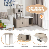 132cm 2-in-1 Cat Tree with Litter-Box Cabinet