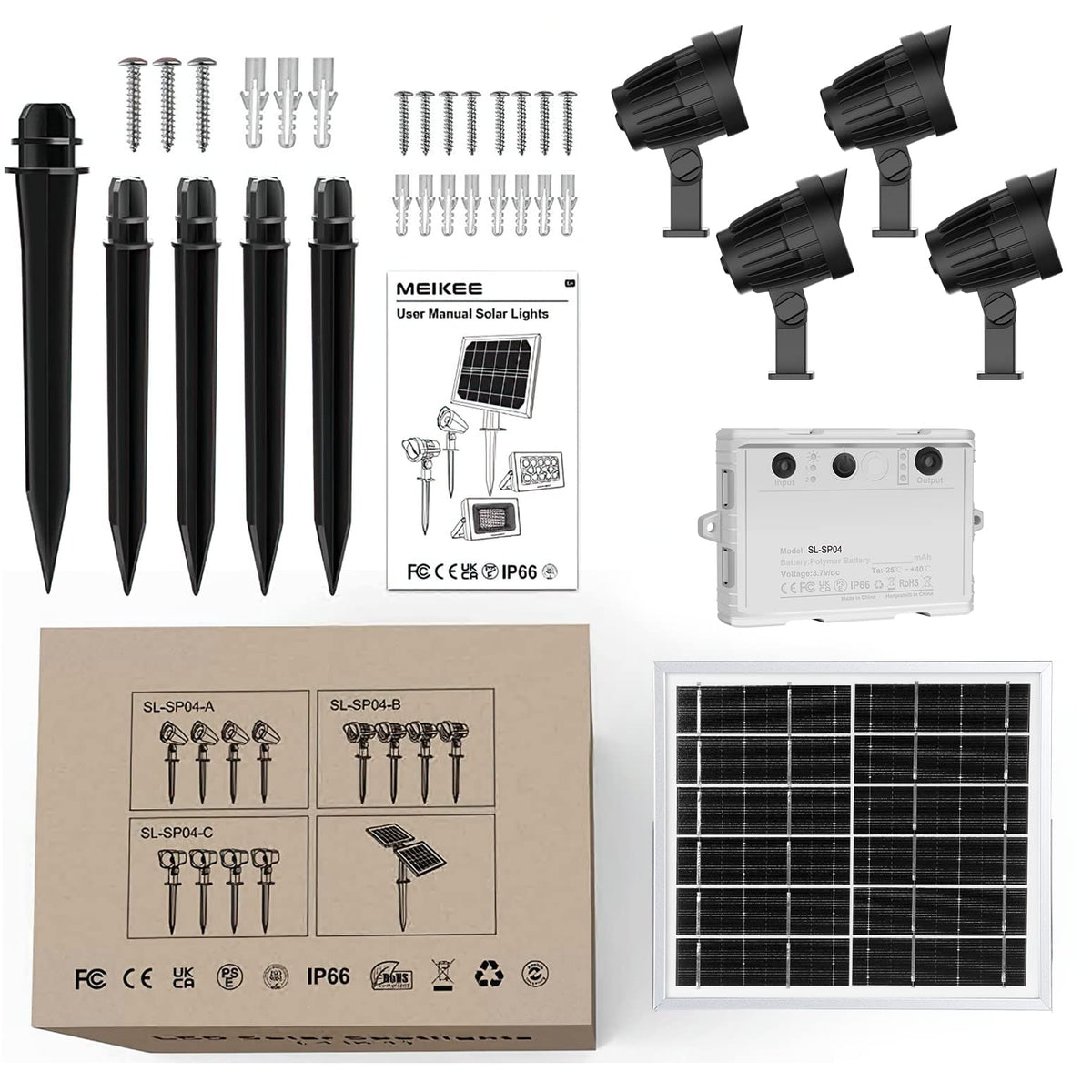 RGB Solar Spotlights Outdoor, 4-in-1 Solar Garden Lights, Waterproof IP66 Solar Powered Spotlight, 12 Colors Changing, Remote Control, LED Landscape Lighting for Yard Patio Lawn Garden