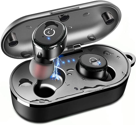 TOZO T10 Bluetooth 5.0 Wireless Earbuds with Wireless Charging Case IPX8 Waterproof TWS Stereo Headphones in Ear Earphones Built in Mic Headset Premium Sound with Deep Bass for Sport Khaki