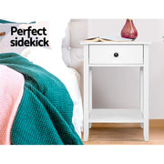 White Bedside Table with Drawer & Shelf