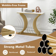 100 cm Gold Console Table with White Faux-Marble Top & Shelf