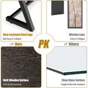 Black Faux-Marble Coffee Table with Steel Legs