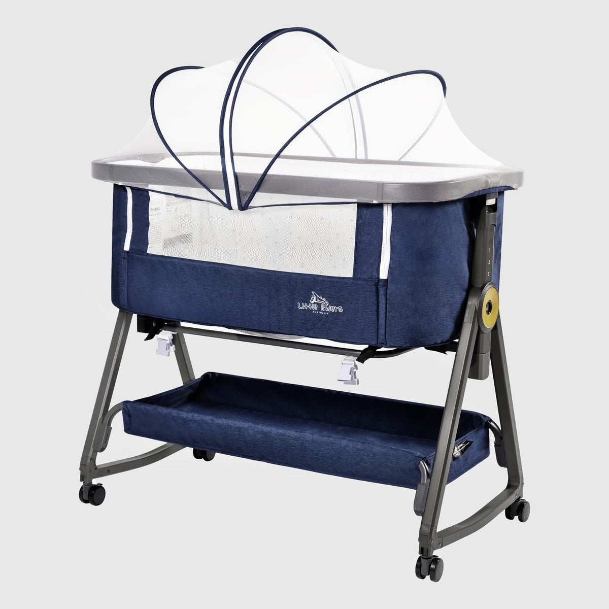 Baby bassinette with Mattress, Rocking Crib Co-Sleeping Cradle with Mosquito net (Blue)