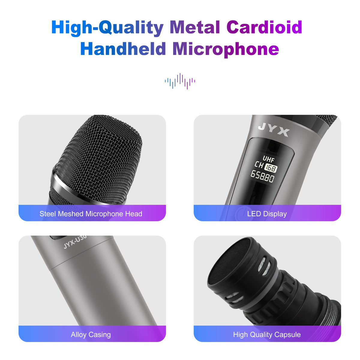 JYX Dual Rechargeable UHF Wireless Microphone Set
