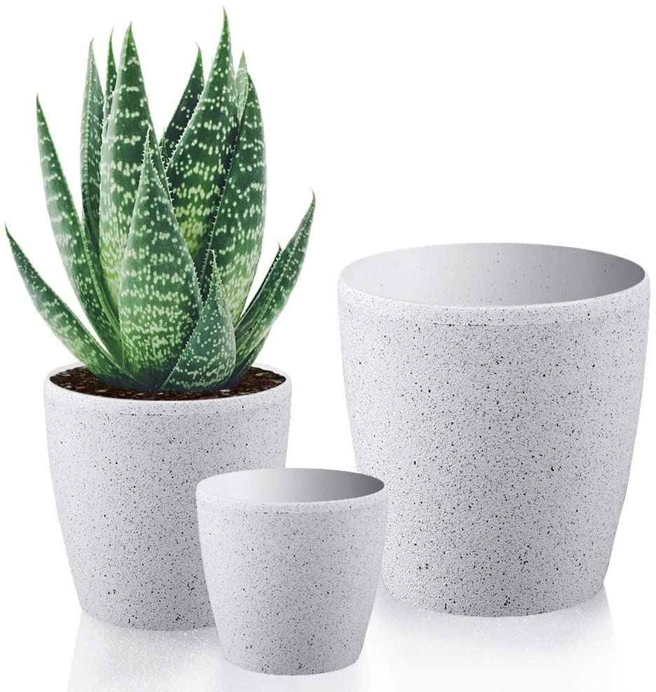 Garden Resin Planter Sandstone Touch Set of 3