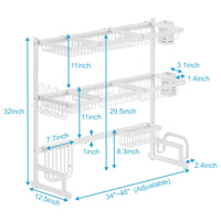 86–113 cm White 3-Tier Over-Sink Dish Drying Rack