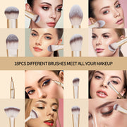 MAANGE 18-Piece Synthetic Makeup Brush Set – Champagne Gold