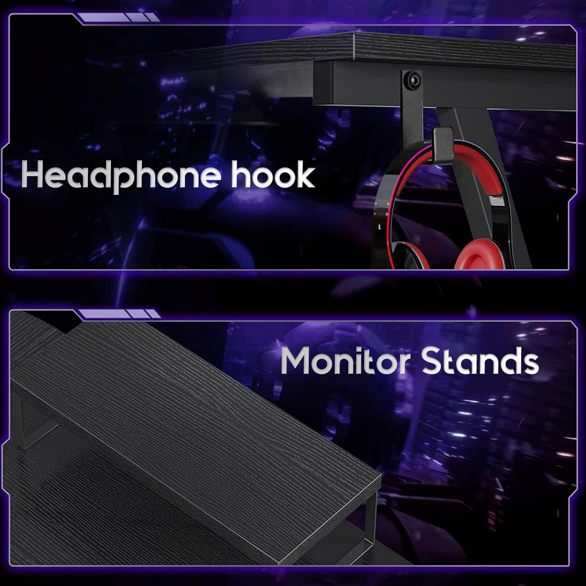 127 cm L-Shaped Gaming Desk with Monitor Stand & Storage Bag