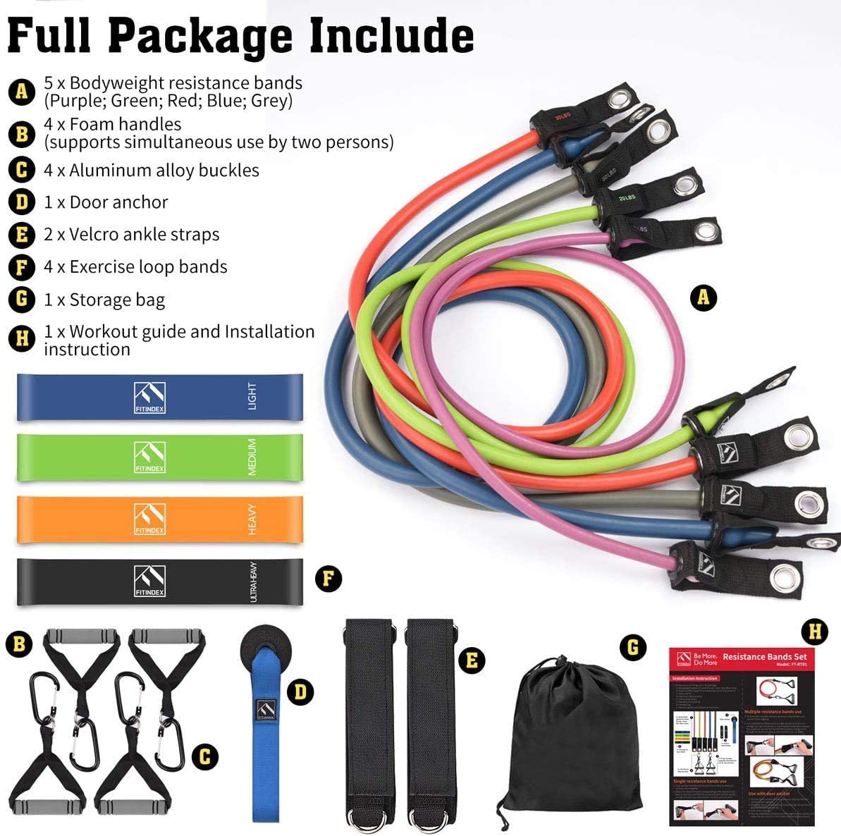 Resistance Bands Set with Handles 22PCS