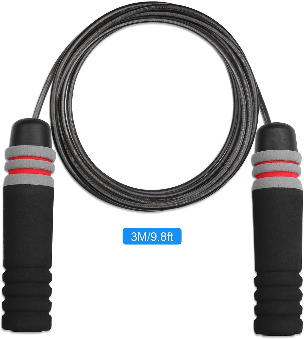 Adjustable 9.8 ft Ball-Bearing Speed Jump Rope – Black