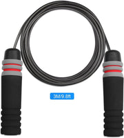 Adjustable 9.8 ft Ball-Bearing Speed Jump Rope – Black