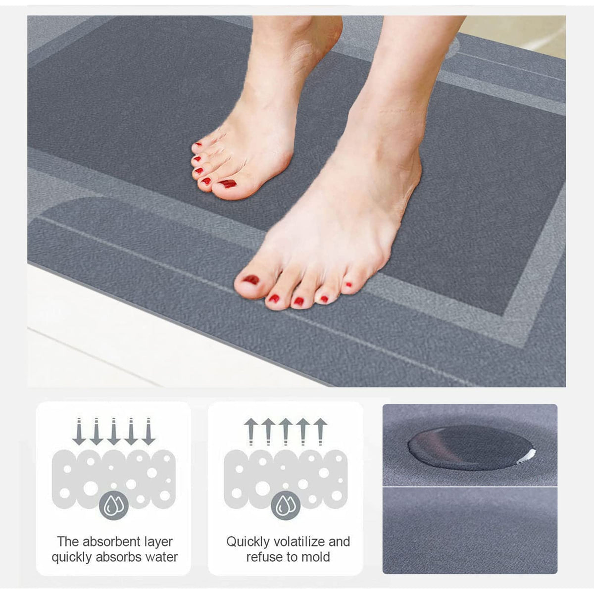 Semicircle Quick-Dry Bathroom Mat – 40 × 60 cm