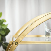 Gold Steel Bar Cart with Glass Rack