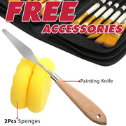 Artist Paint Brush Set 15pcs Includes Pop-up Carrying Case with Free Palette Knife and 2 Sponges for Acrylic, Oil, Watercolor, Art, Scale Model, Face, Paint by Numbers for Adults