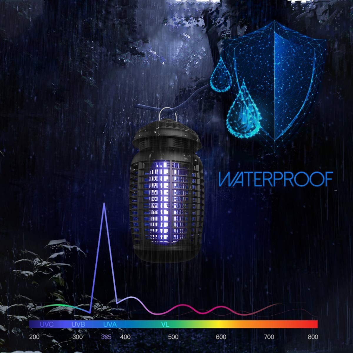 Pro Bug Zapper for Outdoor & Attractant - Effective 4000V Electric Mosquito Zappers/Killer - Insect Fly Trap, Waterproof Indoor and outdoor - Electronic Light Bulb Lamp for Backyard, Large