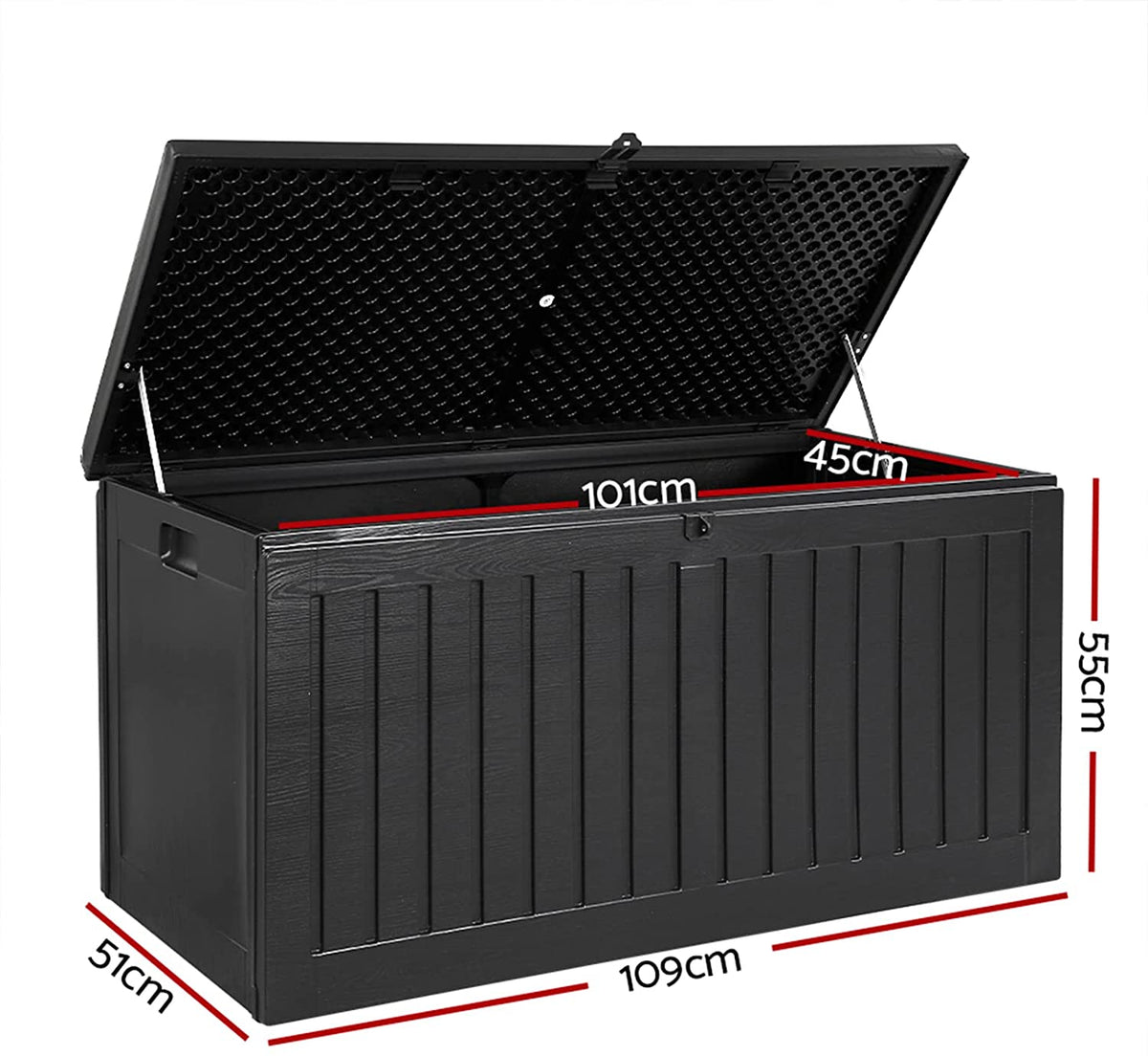 Gardeon Outdoor Storage Box Container Garden Toy Indoor Tool Chest Sheds 270L All Black