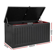 Gardeon Outdoor Storage Box Container Garden Toy Indoor Tool Chest Sheds 270L All Black