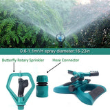 Garden Sprinkler, Automatic 360 Rotating Adjustable Garden Water Sprinklers Lawn Irrigation System Covering Large Area with Leak Free Design Durable 3 Arm Sprayer, Easy Connection