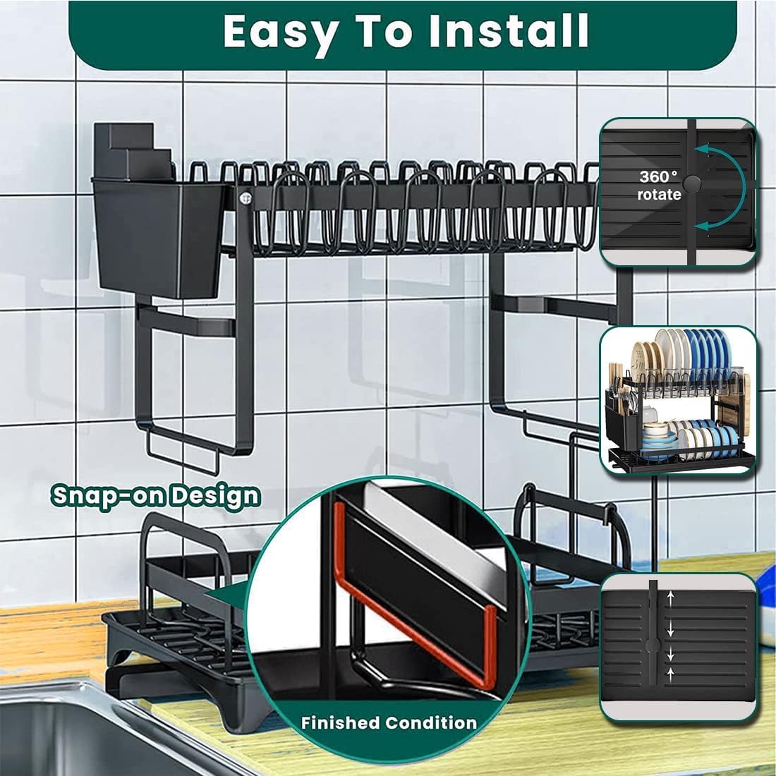 Kitchen Storage Rack, Multifunctional Dish Rack, Tableware Storage Rack, Tableware Drain Rack, Kitchen Utensil and Dish Storage, Chopstick Storage, Knife Holder, Cup Holder