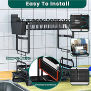 2-Tier Dish Rack with Knife, Cup & Board Holders