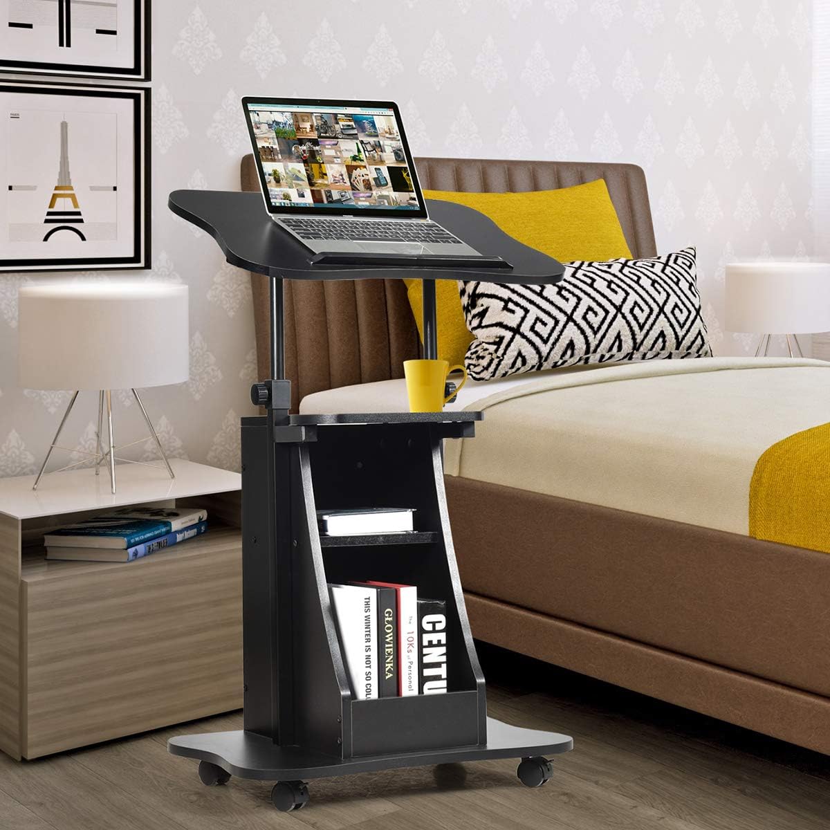 Mobile Height-Adjustable Laptop & Podium Desk with Storage