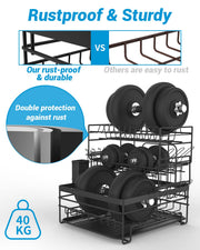 3-Tier Black Dish Rack with Removable Drip Tray & Holders
