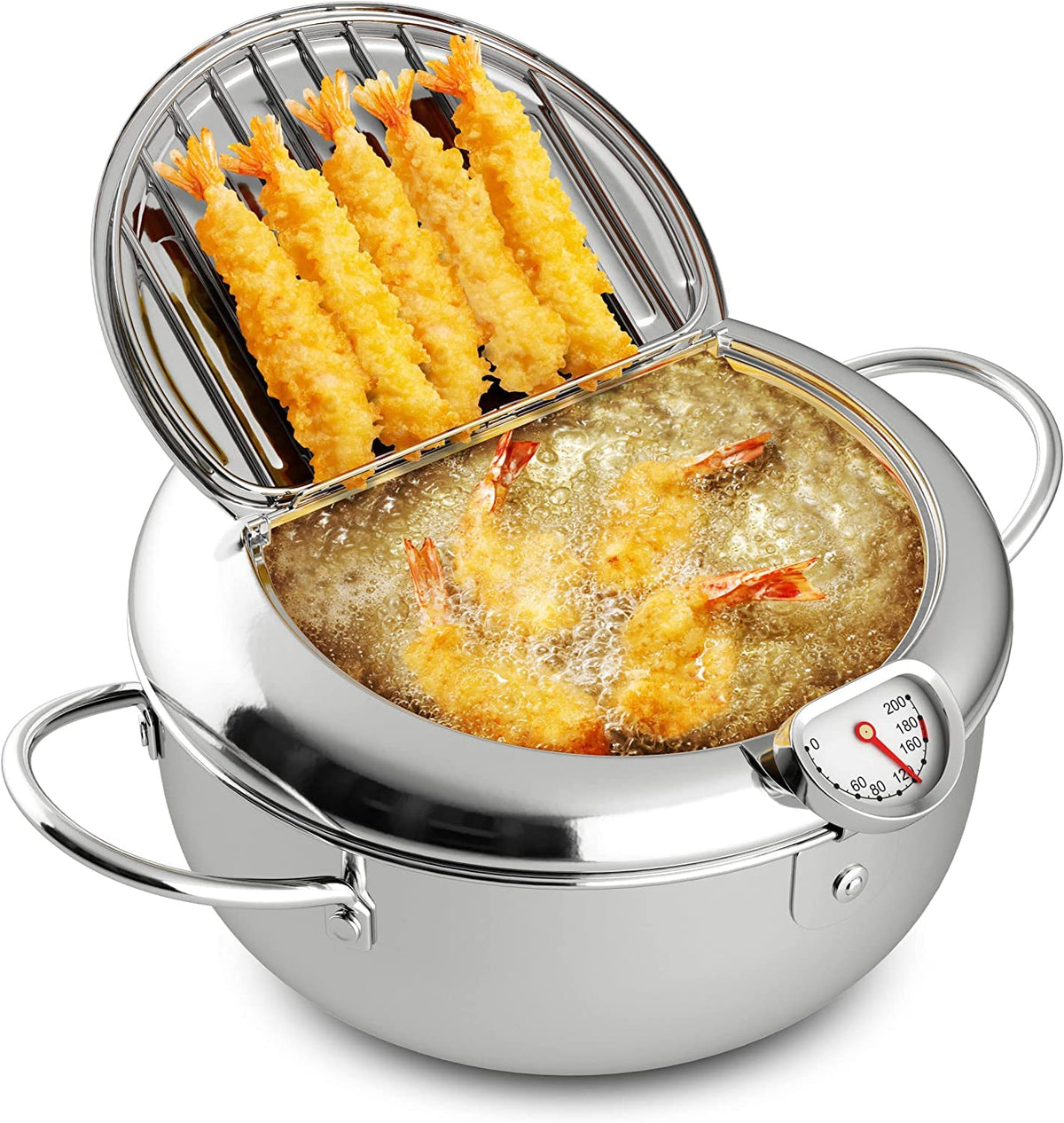 28 cm Stainless-Steel Deep-Fryer Pot with Thermometer – 4.2 L