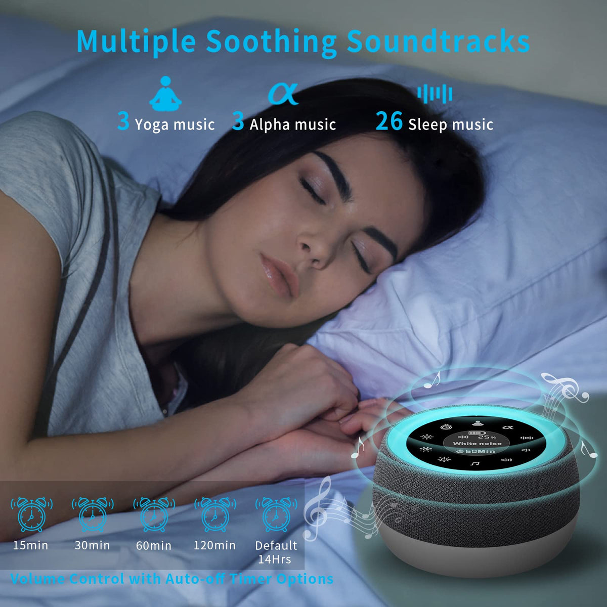 [2 in 1] White Noise Machine with Warm Night Light-Portable LED Display White Noise Machine for Babies and Adults-Rechargeable Touch Sleep Sound Machine for Baby Soothing,Relaxation and Tinnitus Relief Dark Grey