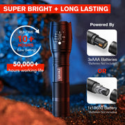 2-Pack S1000 PRO Adjustable-Focus LED Flashlights