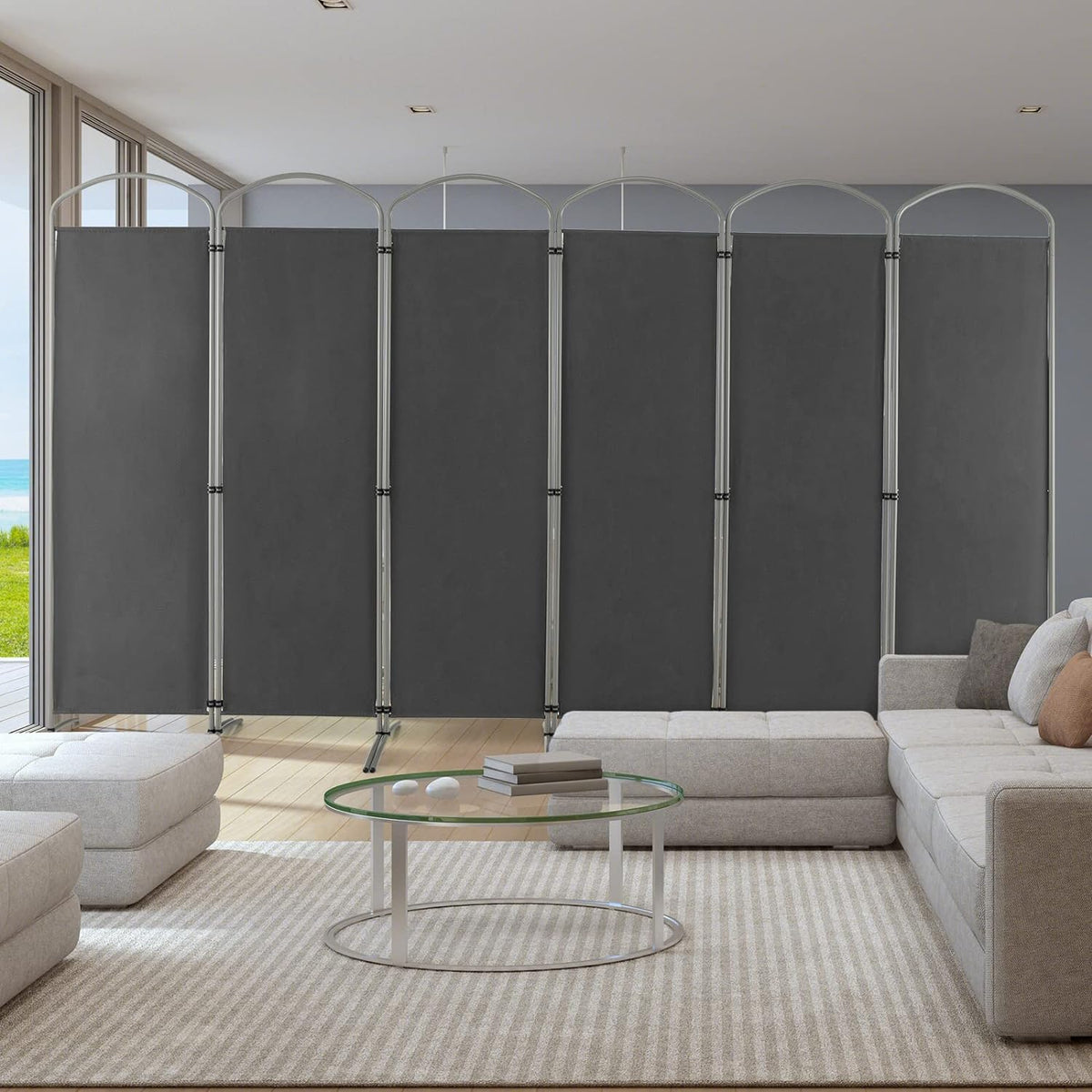 188cm Folding 6-Panel Room Divider – 4 Colours