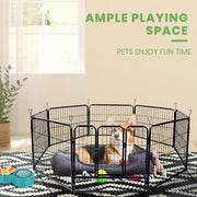 8-Panel Foldable Metal Pet Playpen with Gate