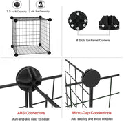 16-Panel Modular Wire Small-Animal Pen – Black