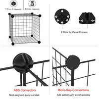 16-Panel Modular Wire Small-Animal Pen – Black