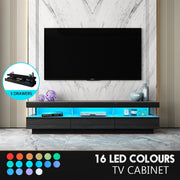 Luxsuite LED TV Stand Cabinet TV Unit Storage Entertainment Console High Gloss Front 3 Drawer