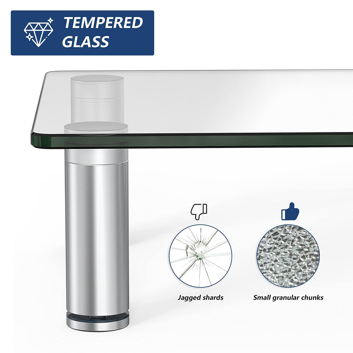FITUEYES Clear Tempered-Glass Monitor Riser – 38.5cm