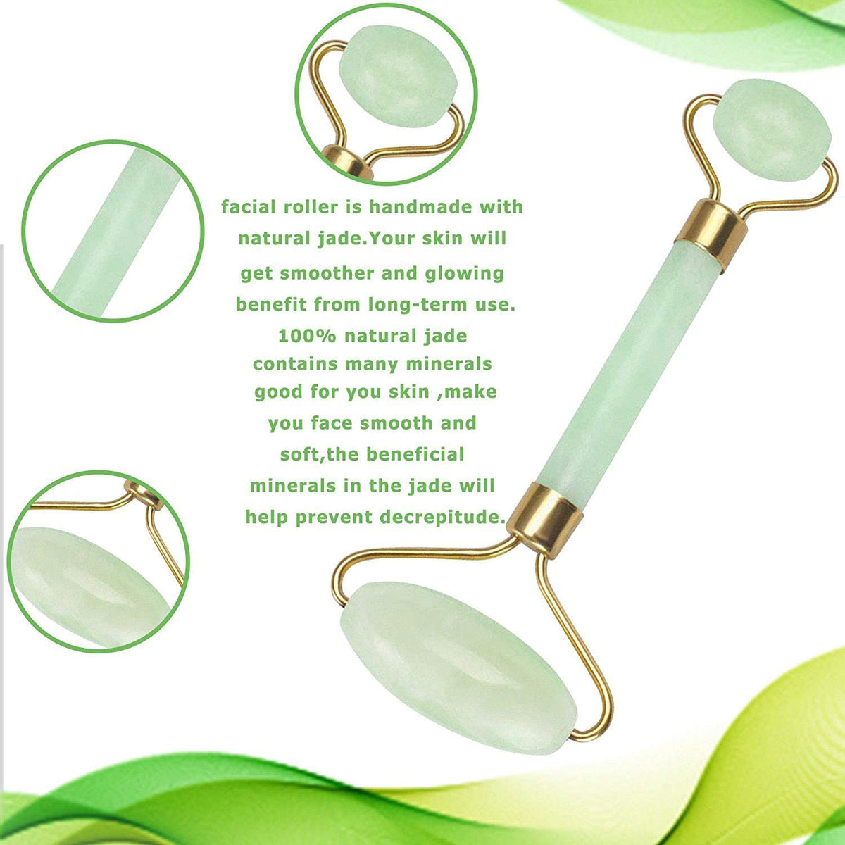 Dual-Ended Jade Facial Massage Roller – Green